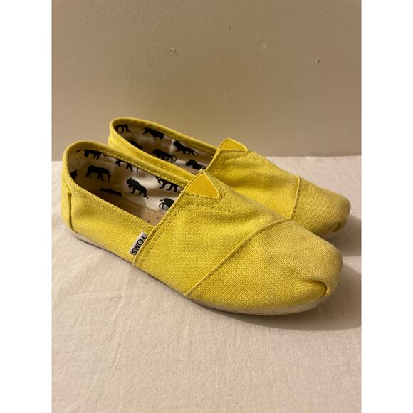 Toms Women's Size 9 Alpargata Flats Slip On Yellow Shoes - Picture 1 of 8
